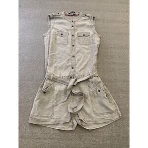 Maison Scotch Women's Small Petite Gray‎ Utility Romper Belted Playsuit